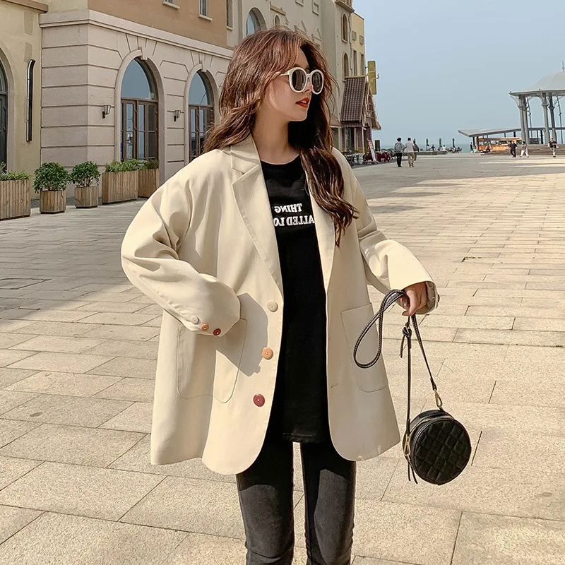 

Real Shot 2020 Spring and Autumn New Black Suit Jacket Female Korean-Style Loose Casual Design Sense Non-mainstream Fried Street