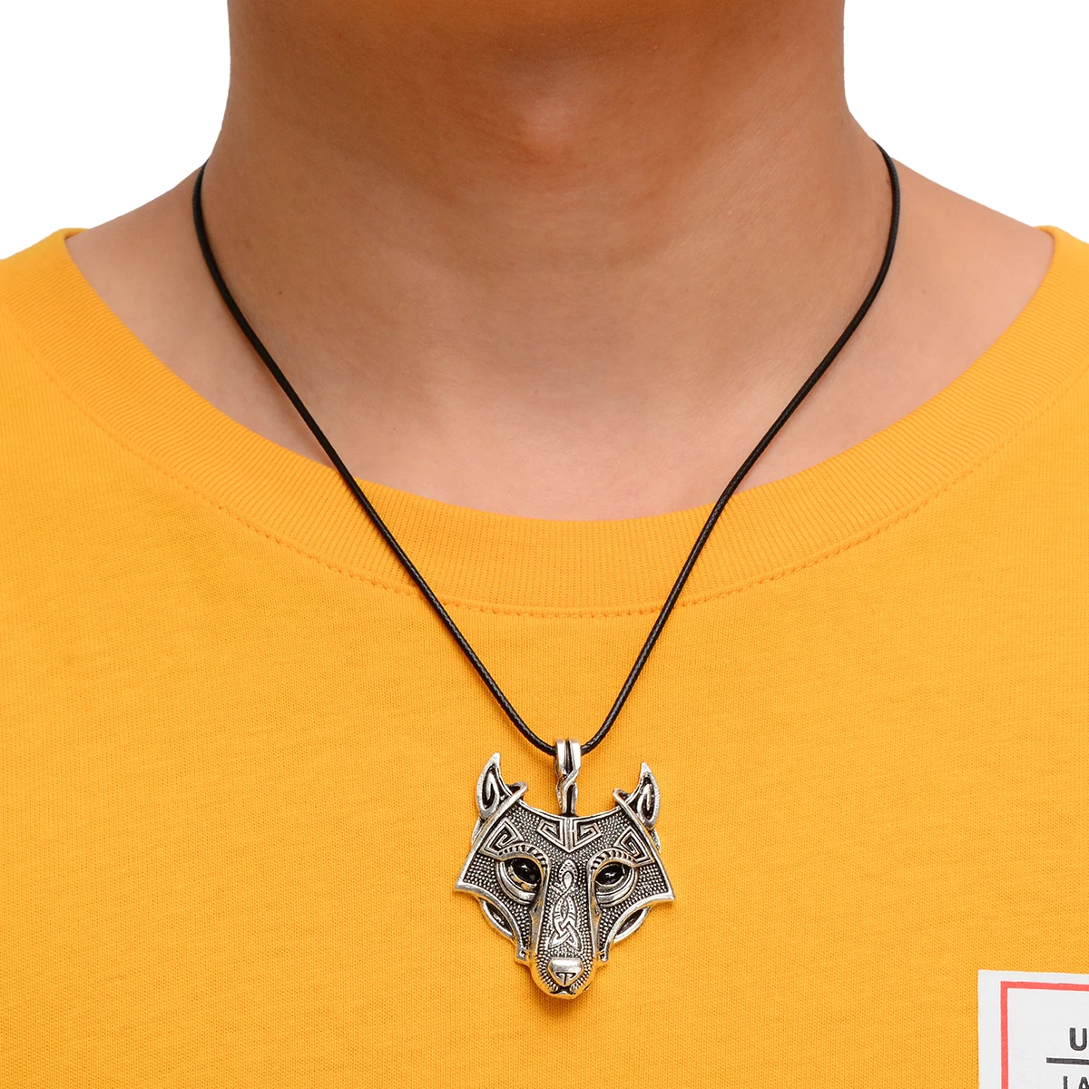 Retro Animal Head Necklaces Shellhard Vintage Mens Boys Wolf  Pendant Necklace Fashion Jewelry Bijoux Erkek kolye