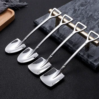 

High Quality 304 Dessert Spoon Creativity Vintage Spoon Stainless Steel Coffee Spoon Ice Cream Shovel Kitchen Accessories
