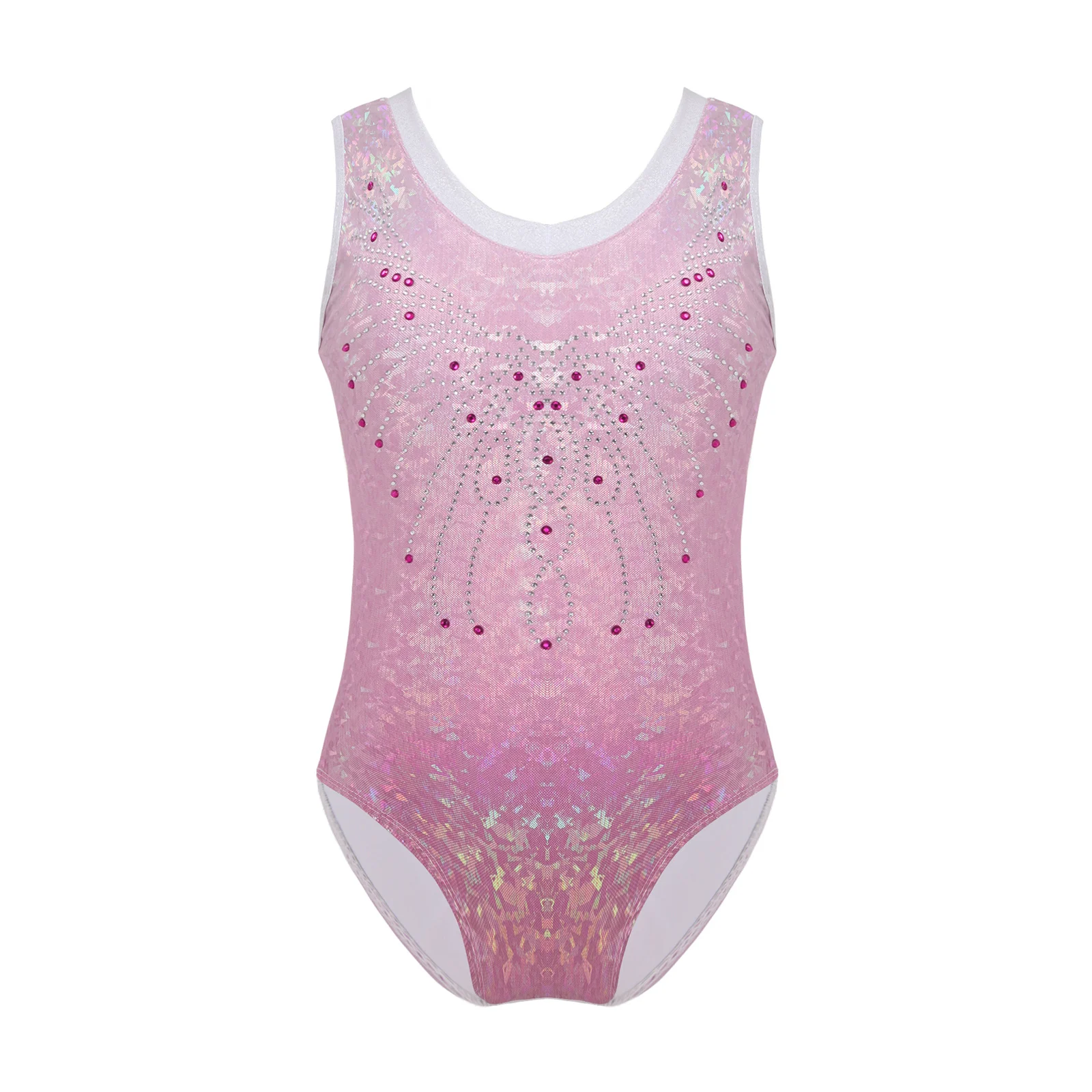 

Kids Girls Dance Leotards Sleeveless Imitation Diamond Decor Bright Bronzing Cloth Ballet Leotard Gymnastics Leotard Jumspuit