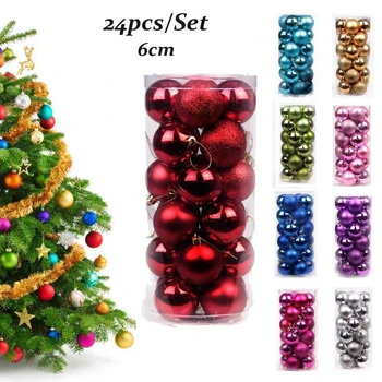 

24pcs/Lot Color 6cm/2.4Inch Christmas Tree Decoration Ball Ornaments Hang Shiny Bauble Ball For Home House Bar Party Decoration