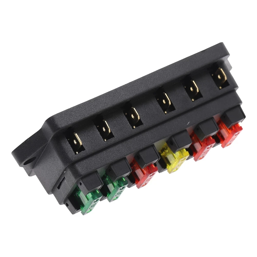 6 Way ATO Blade Fuse Box Plastic Cover DC12V 24V Car Fuse Block Holder with 6Pcs 3A-30A Fuses and Clip, fuse box holder,fuse holder,fuse box