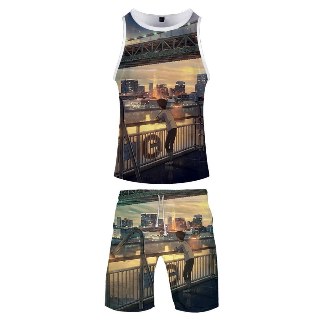 2019 summer two piece set comfy casual  shot sleeve tshirt + beach shorts men