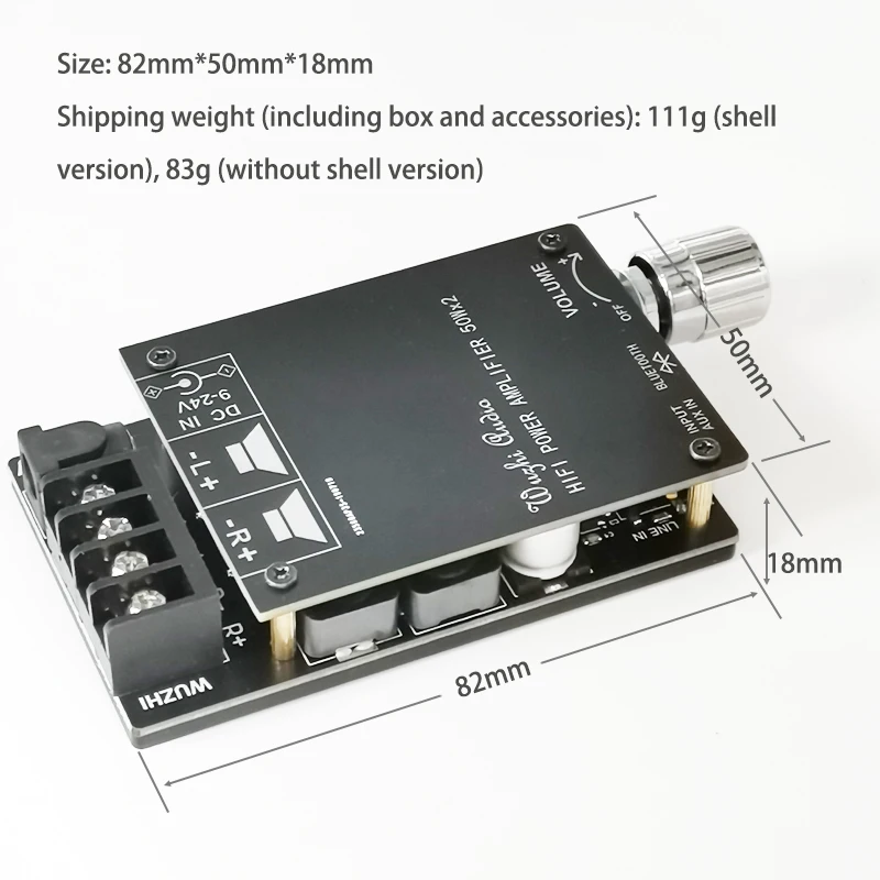 HIFI Wireless Bluetooth 5.0 TPA3116 Audio Power Amplifier 50WX2