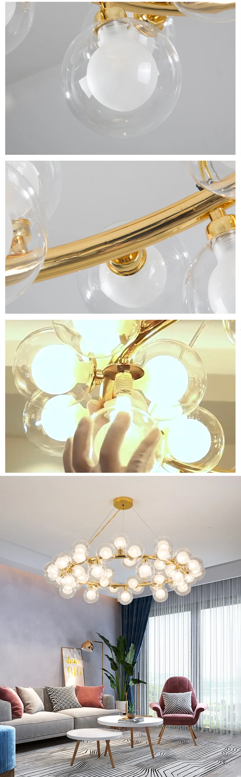 Luz do Candelabro de Vidro Moderno Lustre Luxo Ouro Moda g4 Grande Luz 7 Cheap Lustres