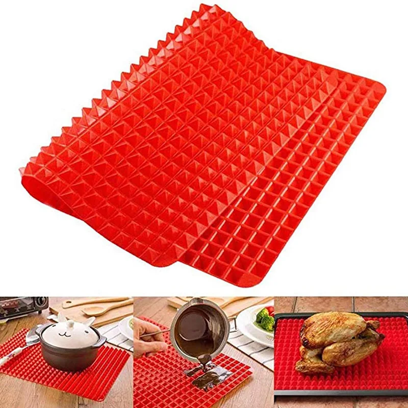 Large Red Pyramid Raised Cone Shaped Silicone Mat Baking and Roasting Superb Non-Stick Food Grade for Oven Grilling BBQ |