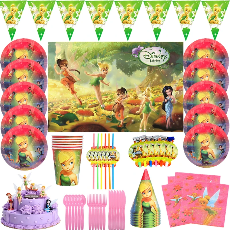 Tinker Bell Elf Princess тематические одноразовые фотобумажные салфетки для девочек баннер