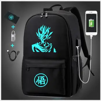 

Anime Luminous School Bag Dragon Ball Z Backpack Super Saiyan Goku Knapsack Black Backpacks Travel Laptop Bagpack for Teenage