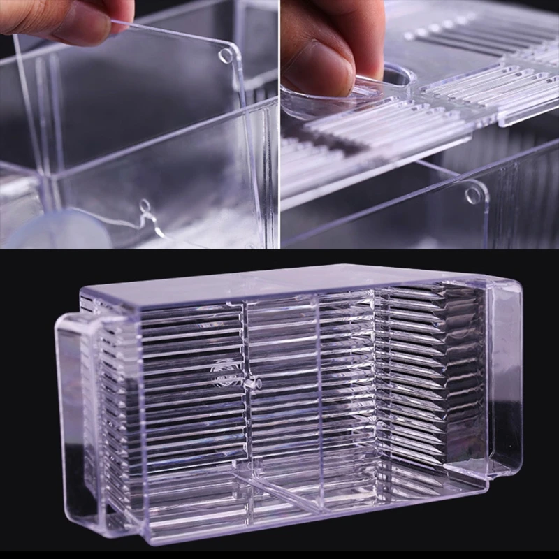 Fish Breeding Box Clear Isolation Box Aquarium Hatchery Incubator with Suction Cups for Newborn Shrimp Guppy 2 Sizes