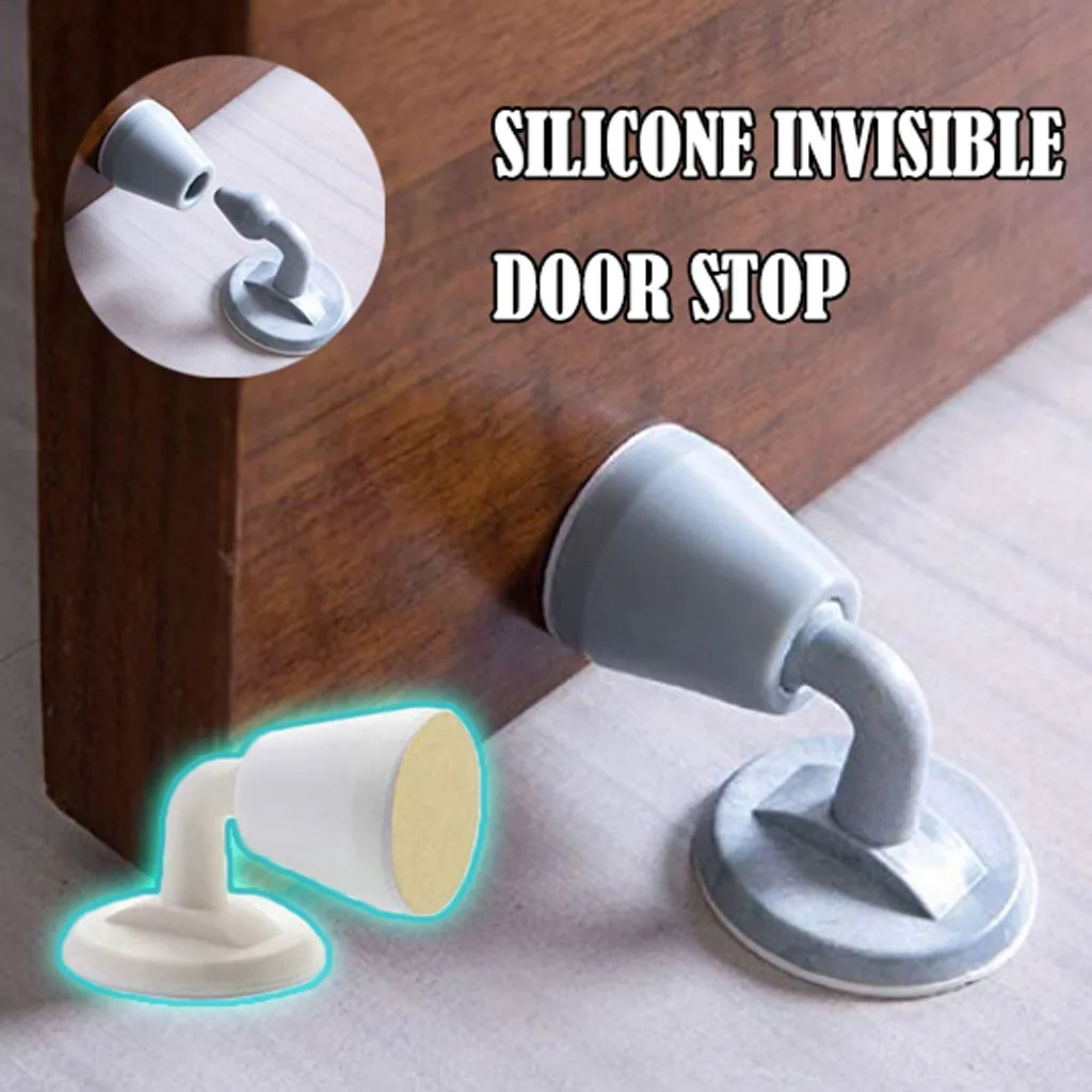 

Silicone Door Stop Stopper Home Adhesive Door Wall Bumper Floor DoorStop Holder Door Holders Catch Floor Mounted Nail-free Door