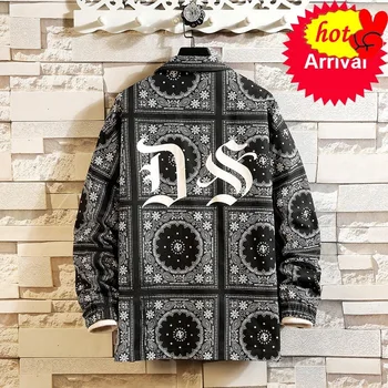 

Bomber Jacket Spring Men Street Hip Hop Jackets Mens Fashion Printed Pattern Plus Size Coats 100% Cotton Clothes Loose Tops Male