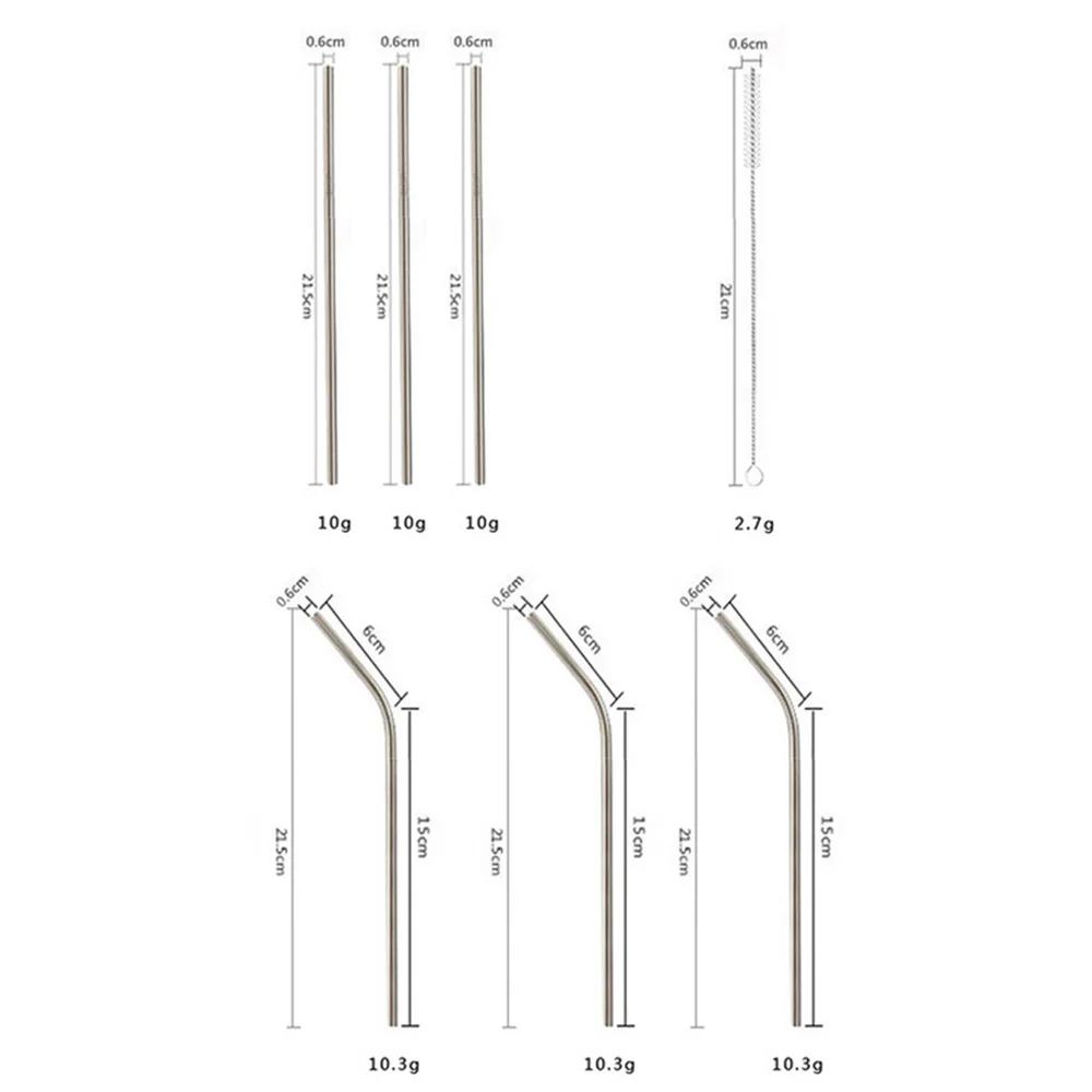 

Drinking Straws Bar Cocktail Stainless steel Reusable Non-toxic Cleaner Brushes Portable Accessories Practical