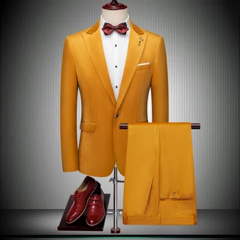 

Wedding Suits for Men Pleuche Is Thickened By Hand Craft Mens Two-piece Suit Business Office Party and Holiday England Style