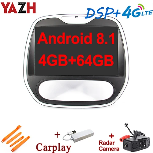YAZH 9,0 ”ips Android 8,1 Авторадио плеер для Dacia/Renault Captur/samsung QM3 2011-(Руководство A/C) с 4 Гб 64 Гб Octa Core - Цвет: carplay and camera