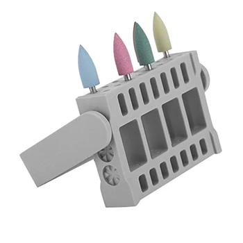 

16 Holes Manicure Drill Bits Holder Container Display Case Nail Grinding Head Storage Box