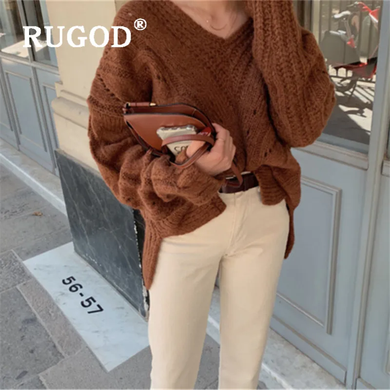 RUGOD, однотонный, элегантный свитер, твист, узор, пуловер, Simplee, джемпер, Зимние Топы для женщин, трикотаж, корейский стиль, Повседневный, осень