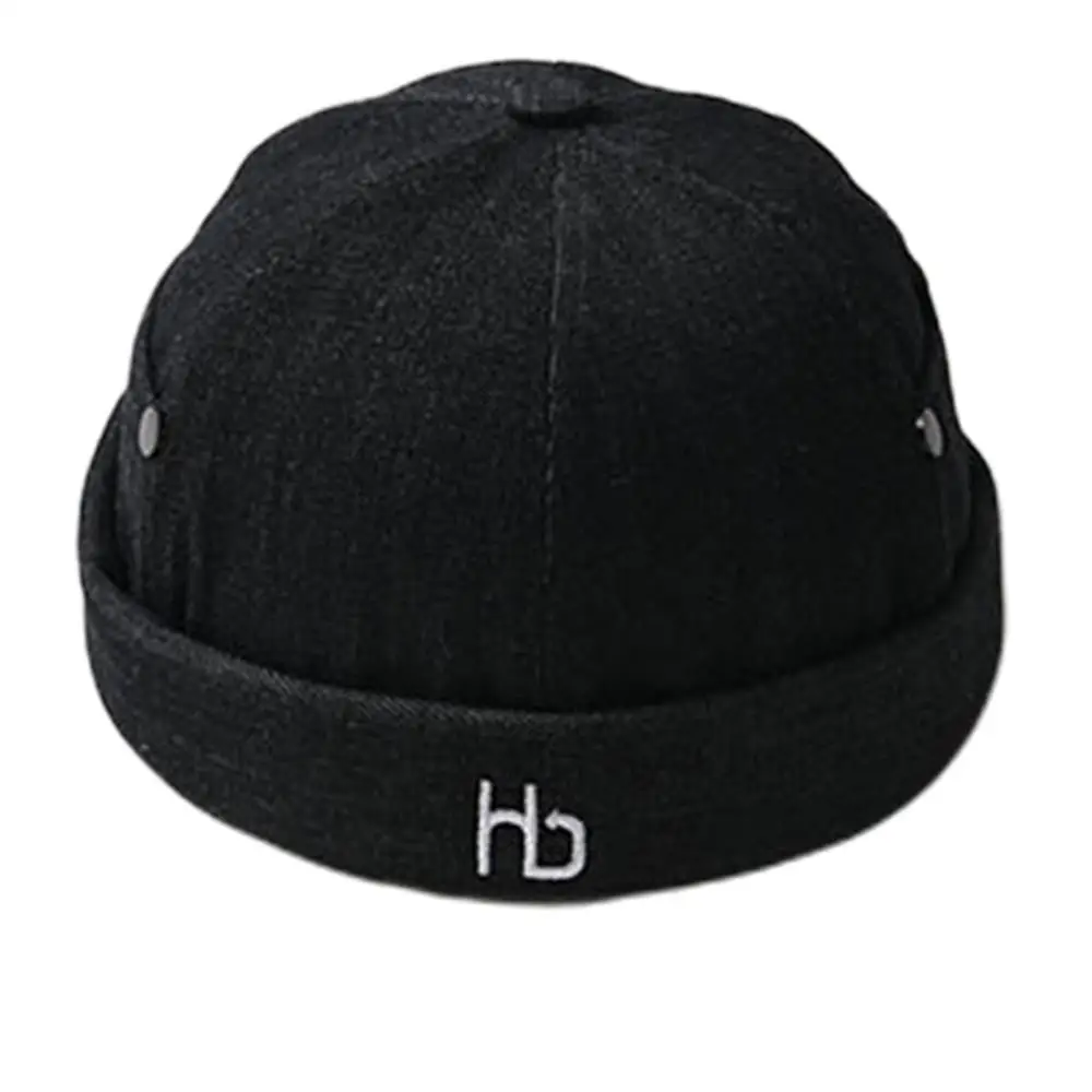 Унисекс без полей Регулируемая Docker Hat Beanie буквы вышивка мыть череп Кепка