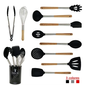 

10/11Pcs-kitchen Set-Stainless Steel Handle+Silicone Kitchen Utensil Set-large spoon spatula kitchen accessories cooking Tools
