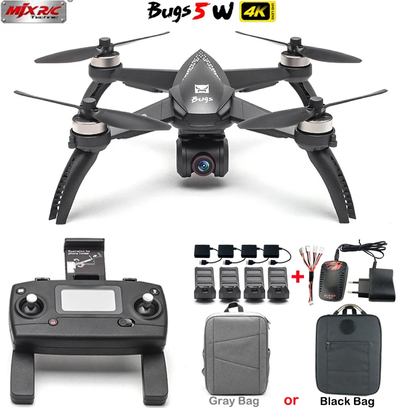 Улучшенный MJX B5W GPS бесщеточный Радиоуправляемый квадрокоптер 5G 4K Wifi FPV камера HD