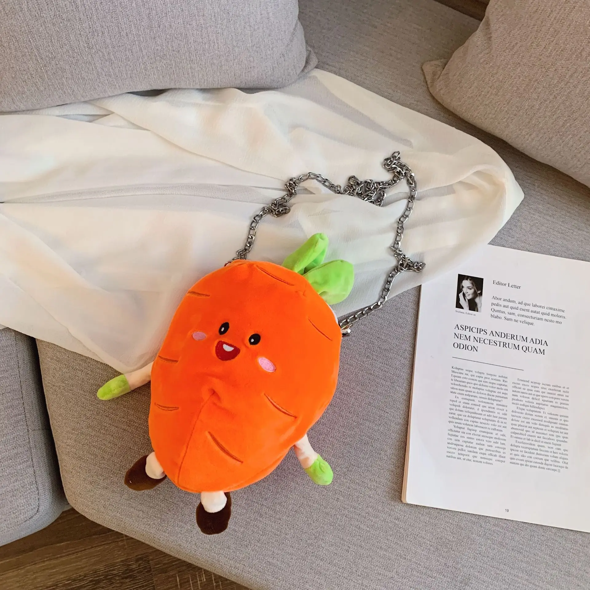 

Korean-style New Style Plush Toys Pack Cute Fruit Shoulder Bag with Chain Cute Girl Shoulder Mobile Phone Bag