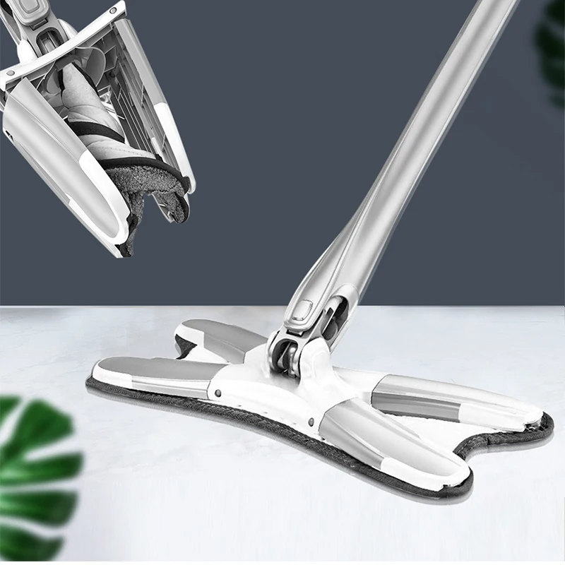 Manual Extrusion Floor Mop Hand Free Washing Flat Mop With Microfiber Replace Pads Easy Wringing Household Floor Cleaning Tools