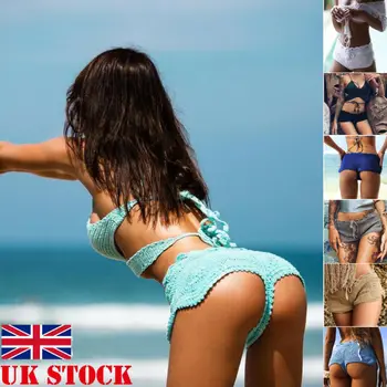 

Sexy Women Bikini Bottom Women Brazilian Summer Hollow Drawstring Thong Skinny Solid Shorts Swimwear Swimsuit UK