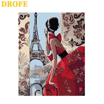 

DROFE DIY Frame Painting By Numbers Wooden Frame 40x50cm Combination Unique Gift Wall Art Picture Artworks Home Decor cartoon