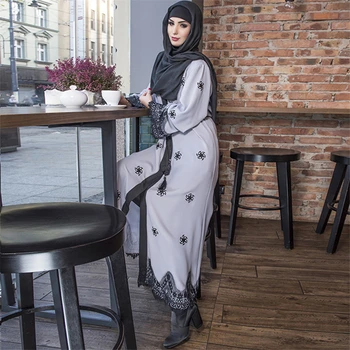 

Embroidery Muslim Lace Cardigan Dress Female Fashion Katfan Abaya Dubai Kimono Islamic Abaya Women Prayer Clothing Maxi Kaftan