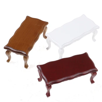 

3 colors 1/12 Doll House Miniature Furniture Wave-Edged Wooden Coffee Table