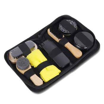 

JHD-Portable Shoe Care Kit (Black & Neutral Shoe Shine Polish Oil, 3 Brushes, 1 Buffing Cloth, 1 Suit Brush, Storage Case)