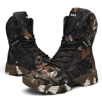 

New Camo Military Boots Men Special Force Tactical Botas Outdoor Desert Non-slip Combat Shoes Waterproof Man Hiking Hunting Boot