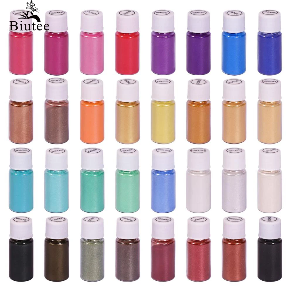 

BIUTEE 32 Colors Mica Pigment Powder Epoxy Resin for Lip Gloss Nail Art Resin Soap Craft Candle Making Bath Bombs Wholesale