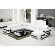 Современный стиль гостиной диван набор, прочная мебель кожаный диван набор