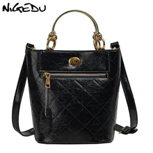 NIGEDU винтажная женская сумка-мешок, роскошные сумки, дизайнерские женские сумки на плечо, женские сумки через плечо из искусственной кожи, маленькие сумки