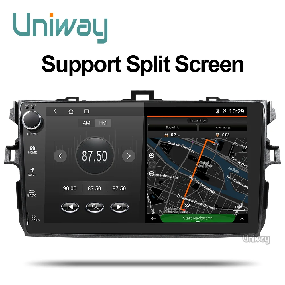 Cheap AKLL9071 uniway android 8.1 car dvd for toyota corolla 2008 2007 2009 2010 2011 2012 car radio gps player headunit navigation 5