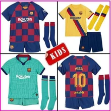 Футболки игроков футбольного клуба "Barcelonaed Детские комплекты 19 20 Barca Месси Гризманн DE Чен ракитич мальчик Футбол комплект рубашка Носки dhl