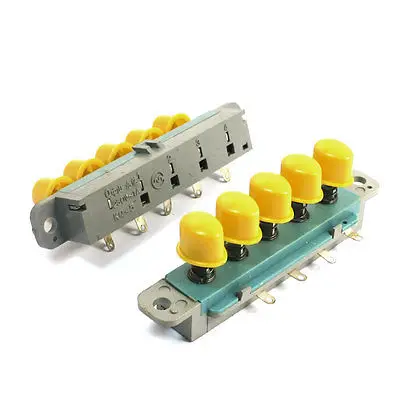 

Electric Fan Yellow Cap 5 Keys Interlock Push Button Switch AC 250V 1A 2 Pcs