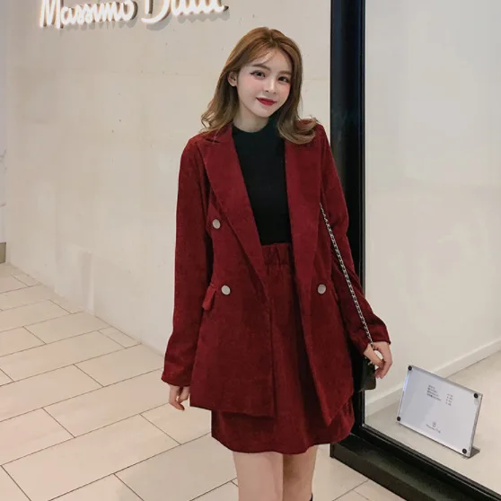 

WOMEN'S Suit 2019 New Style Elegant Suit Dress Outfit Two-Piece Set Autumn And Winter Fashion Corduroy Online Celebrity Skirt Su