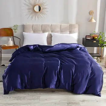

1Pcs Bed Set Duvet Cover Solid Color Blanket Cover Soft Satin Silk Full Twin Queen King size Quilt Cover 200*230/220*240cm