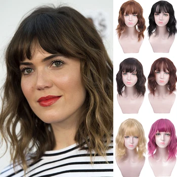 

DIANQI 16 colors short wavy synthetic hair available for women cosplay wig heat resistant fiber daily fake hair