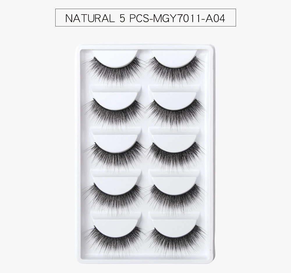 3D mink eyelashes 5 Pairs Handmade 3D luxury Real Mink Natural False Eye Lashes,Long/Thick Fake Eyelashes, Reusable(MF5 - Цвет: A04