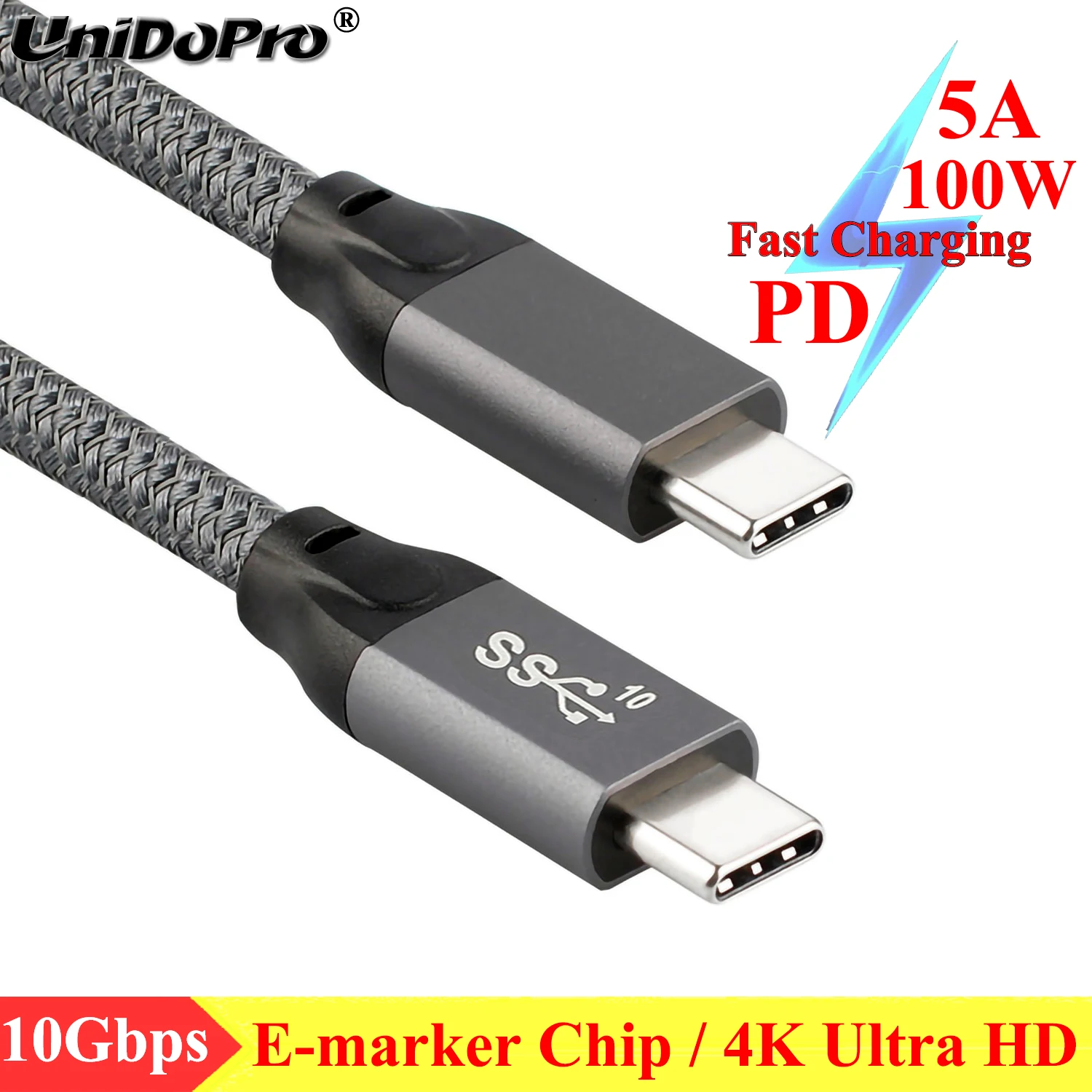 USB C 3 1 GEN 2 (10 Гбит/с 5A 100 Вт) (совместим с Thunderbolt 3) для MacBook Pro 2016 2020 / iPad 11 12 9 дюймов 2018 Air
