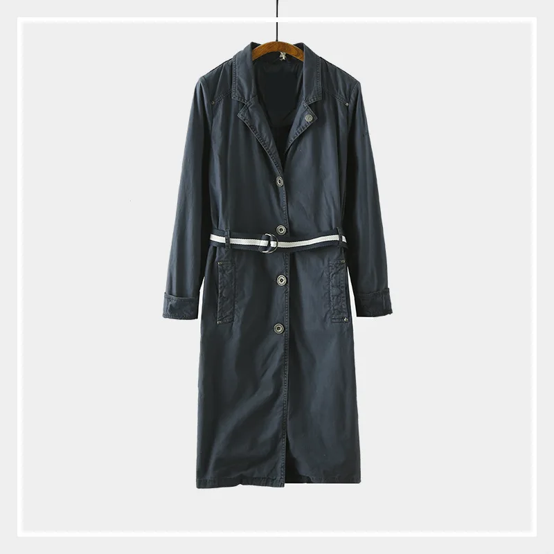 Ne40 19 осень Англия Ретро Slim Fit похудение пальто женское платье холщовый пояс длинный плащ