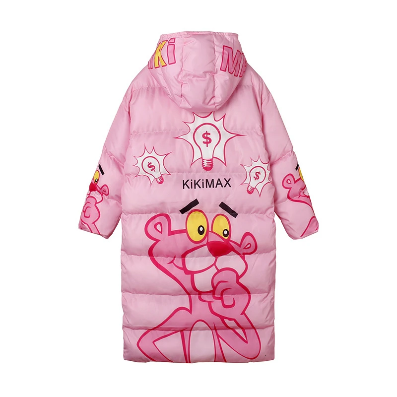 Pink QING MO, Розовая пантера, женские парки,, зимние женские парки с капюшоном, уличная одежда, Свободное пальто с хлопковой подкладкой, милое ZQY2219 - Цвет: Pink