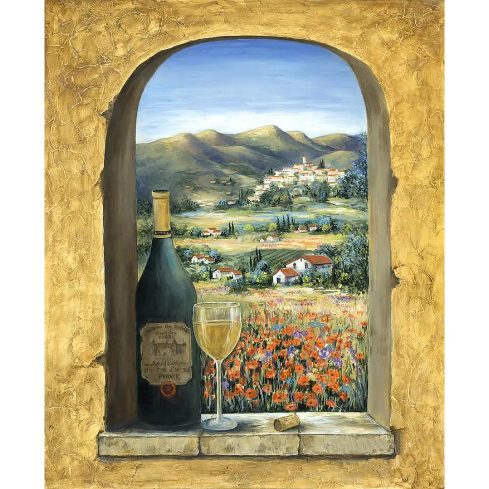 

Wine Bottles Canvas Art Abstract Oil Painting Handmade Modern Still Life Fruits Artworks for Kitchen Dinning Room Wall Decor