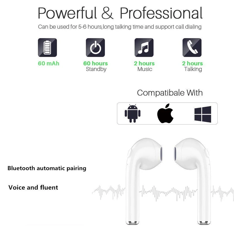 I7s TWS мини беспроводные Bluetooth наушники с микрофоном для Iphone Xiaomi всех смартфонов i10 i12 стерео наушники-вкладыши