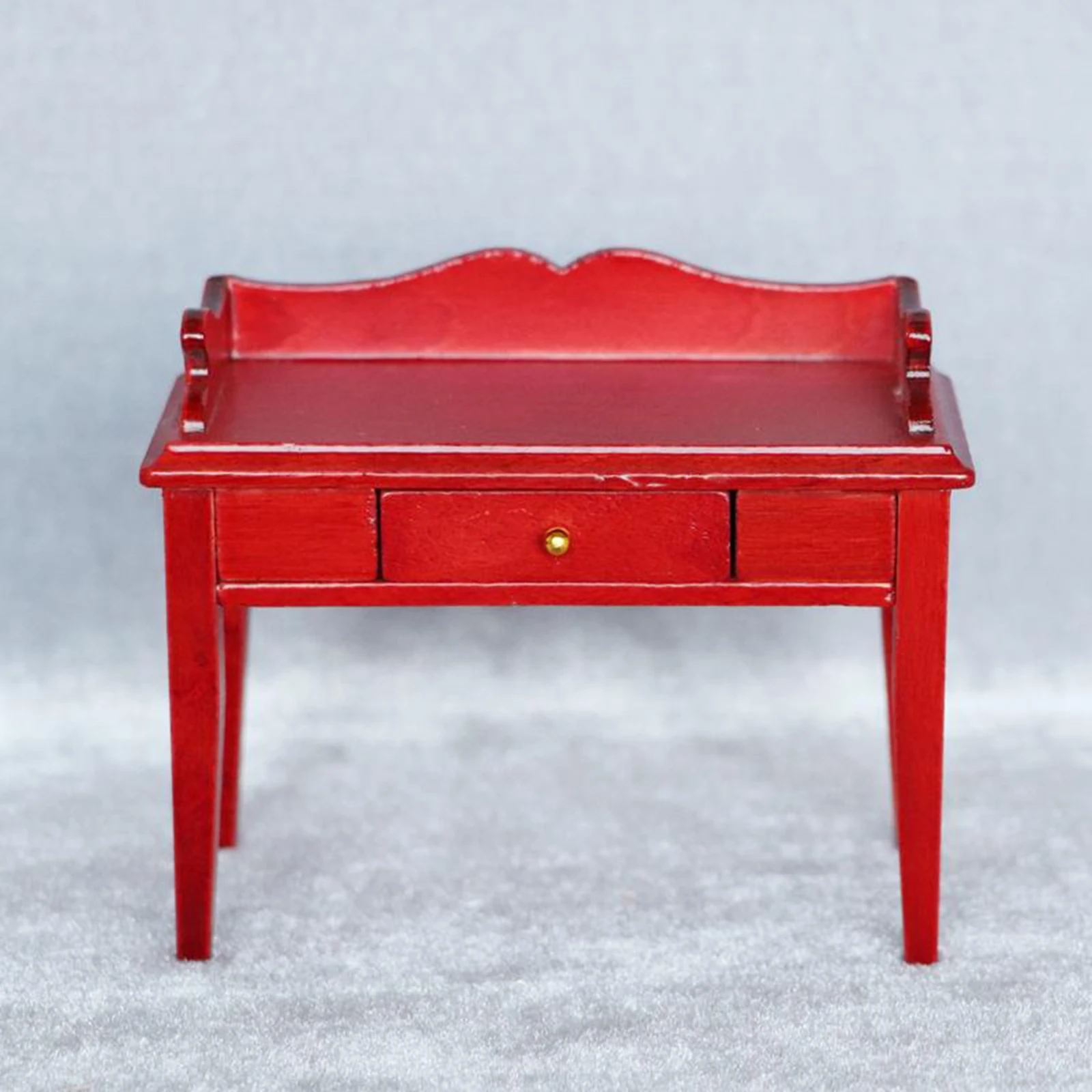 Dollhouse Handmade Birch Wood Desk Table Miniature Set for 1:12 Dolls House