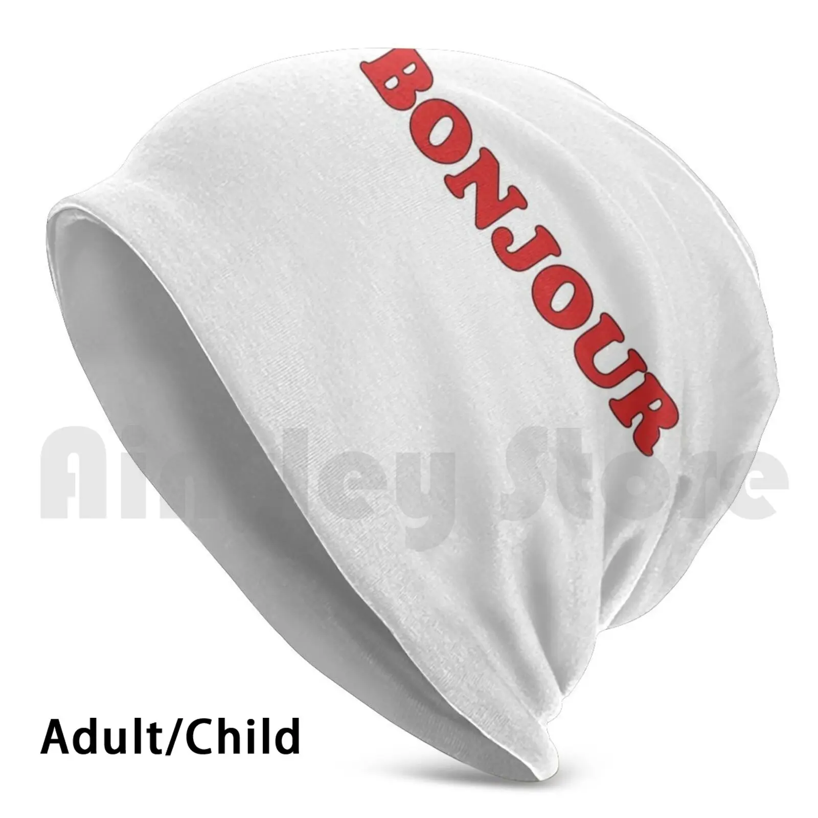 Bonjour French Frase-Sticker Berretti Pullover Cap Confortevole Bonjour Bon Jour Goodday Good Day Hello Hi