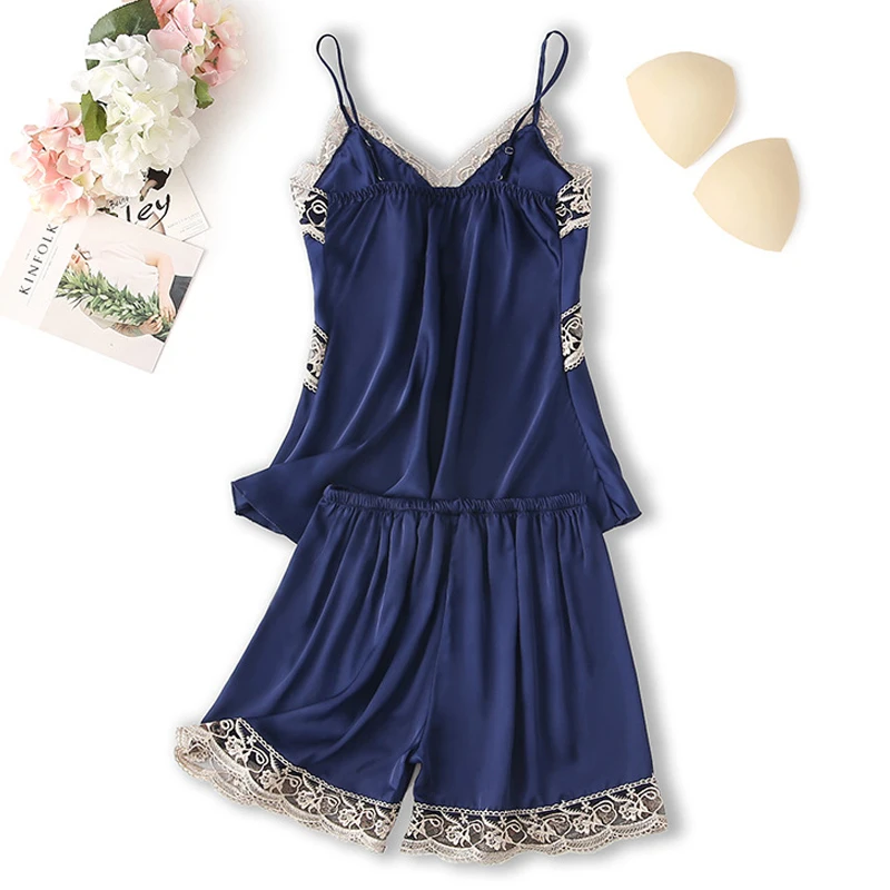 Women's Suit Sleepwear Summer V Neck Sexy Pyjamas Women Spaghetti Strap Pijama Shorts Female Pajamas 2021 Fashion Girl Nightie