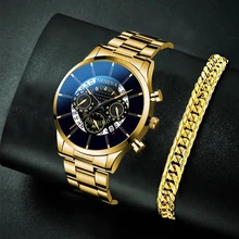 

2021 Fashion Mens Calendar Watches Men Business Stainless Steel Quartz Wrist watch Male Gold Bracelet Watch relogio masculino
